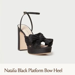 Loeffler Randall Natalia Pleated Bow Platforms in Black Size 7 - Like New!